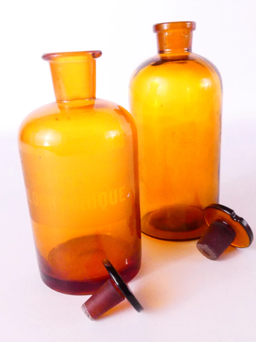 Mooie set van 15 vintage bruine apothekersflessen - foto 16