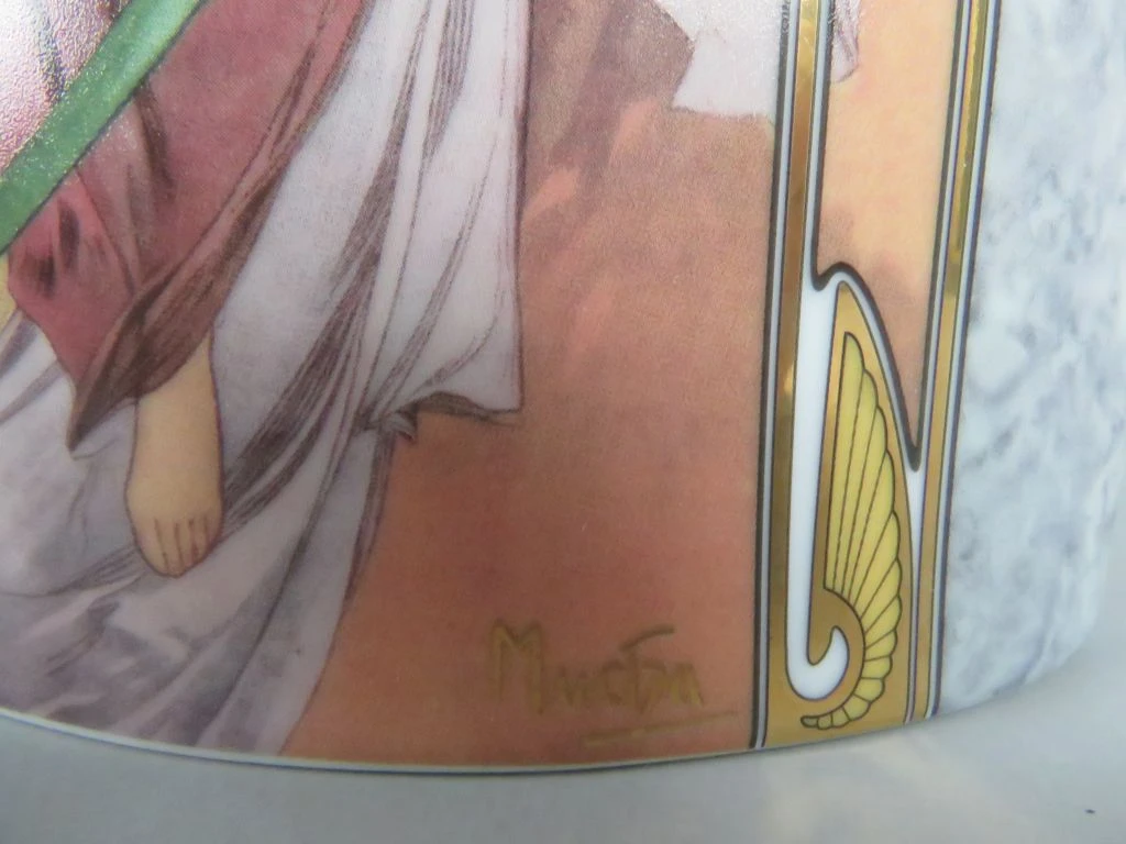 Goebel Artis Orbis Porseleinen Vaas - Alphonse Mucha "Morning Awakening & Evening Contemplation - foto 7