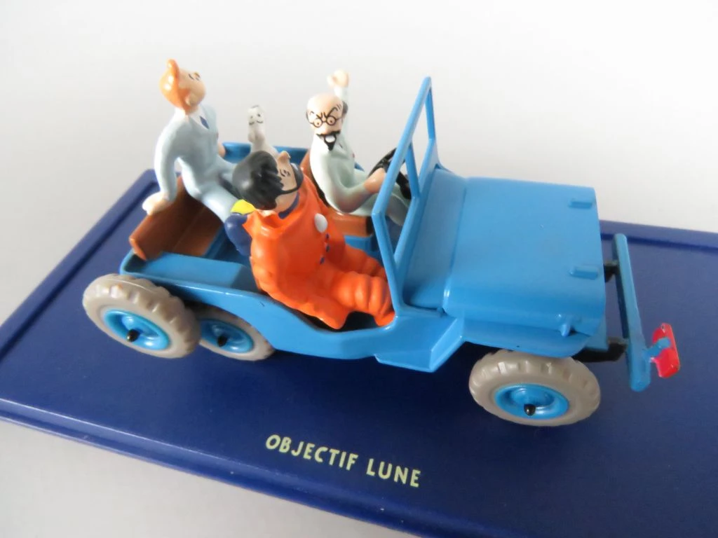 Tintin en vrienden in blauwe jeep miniatuur - foto 2