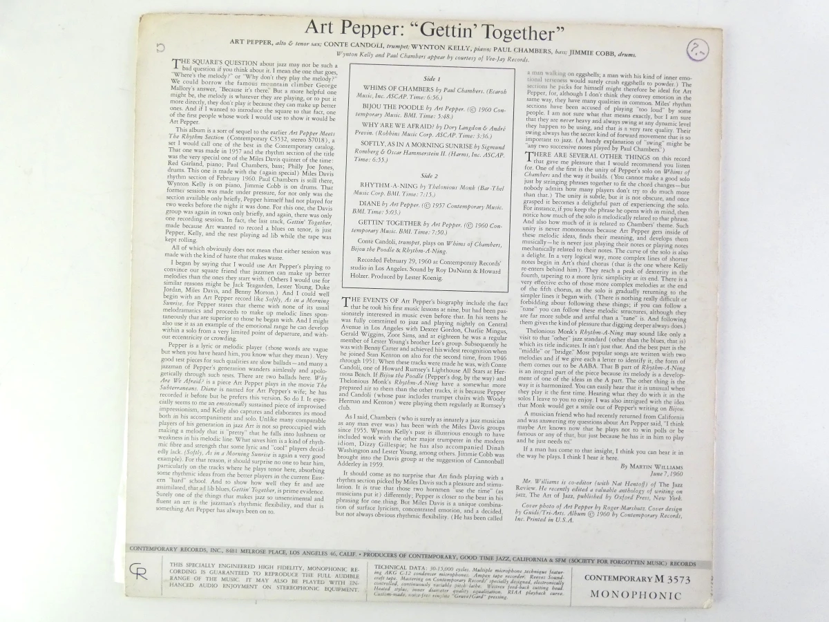 Art Pepper - Gettin' Together LP - foto 4