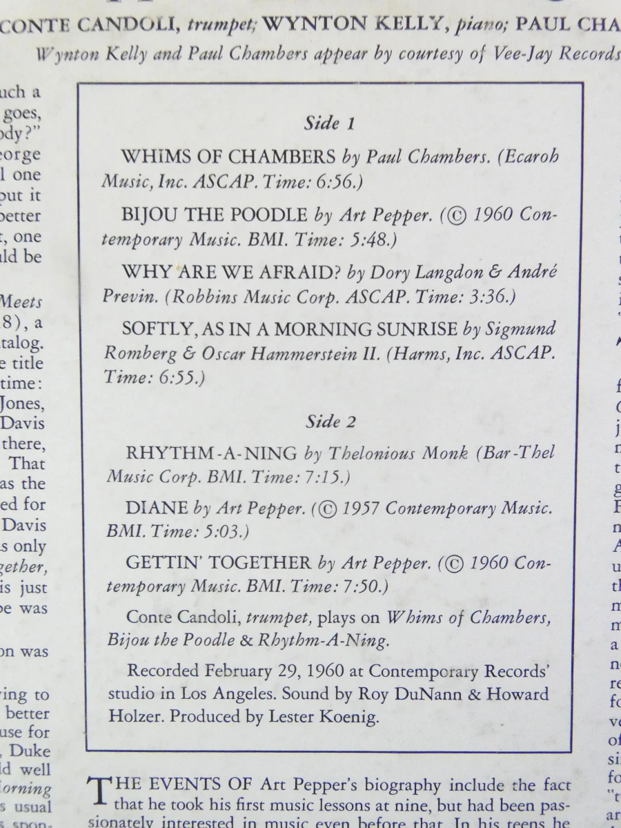 Art Pepper - Gettin' Together LP - foto 5