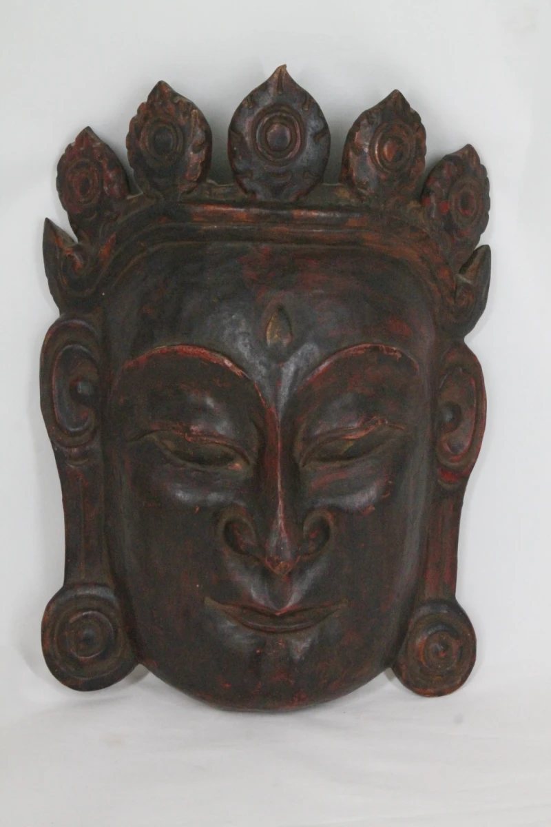 Handgesneden Tibetaans-Boeddhistisch masker - foto 2