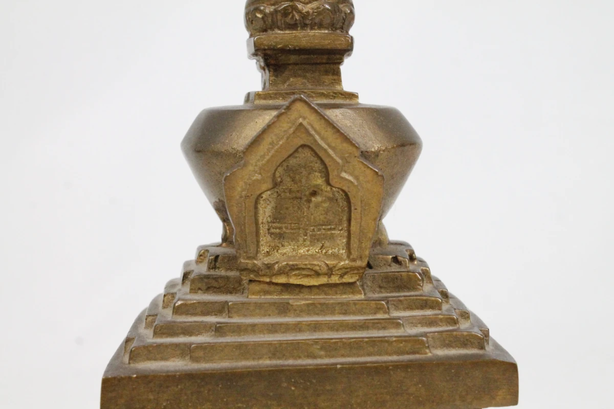 Decoratieve bronzen Tibetaans-boeddhistische miniatuur stoepa - foto 5