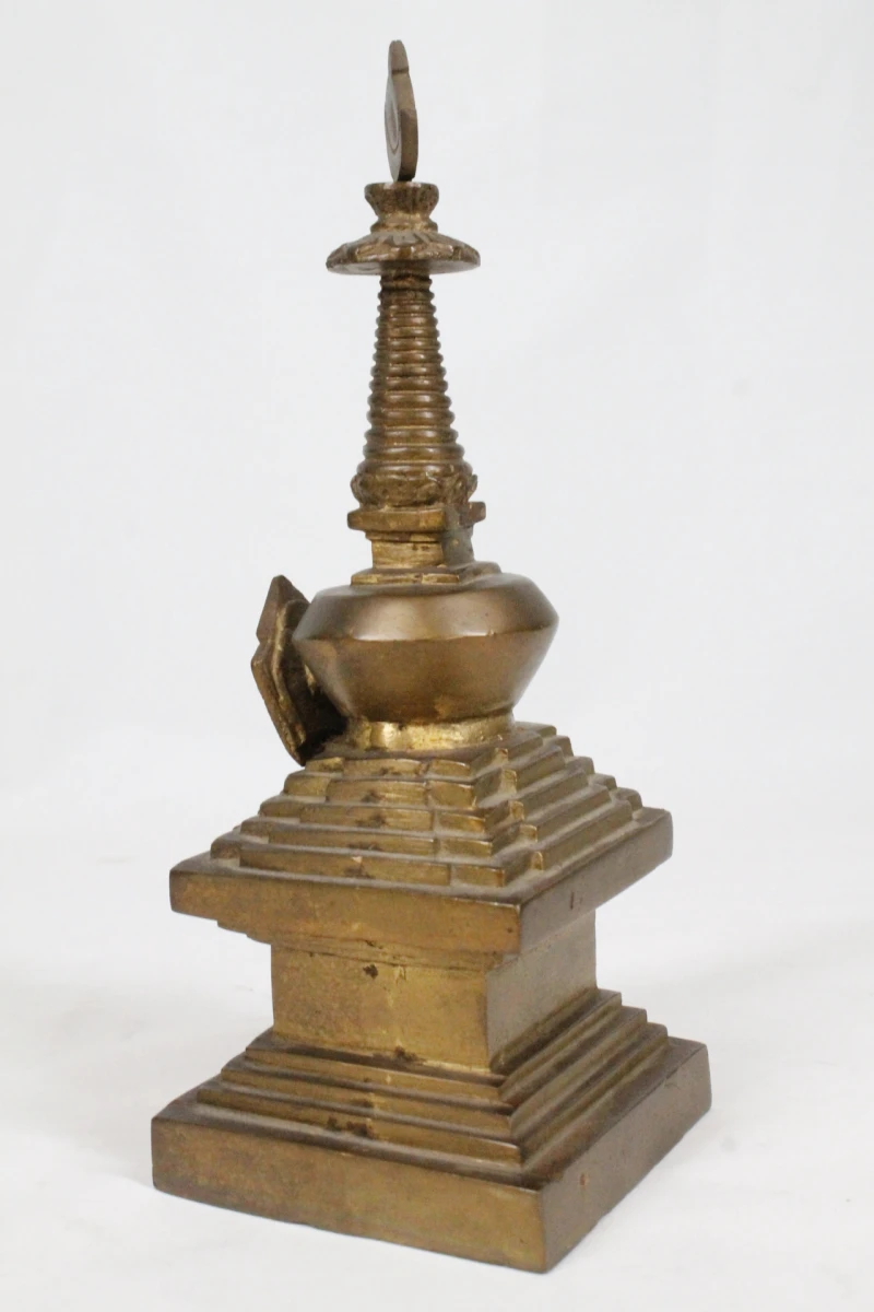 Decoratieve bronzen Tibetaans-boeddhistische miniatuur stoepa - foto 2