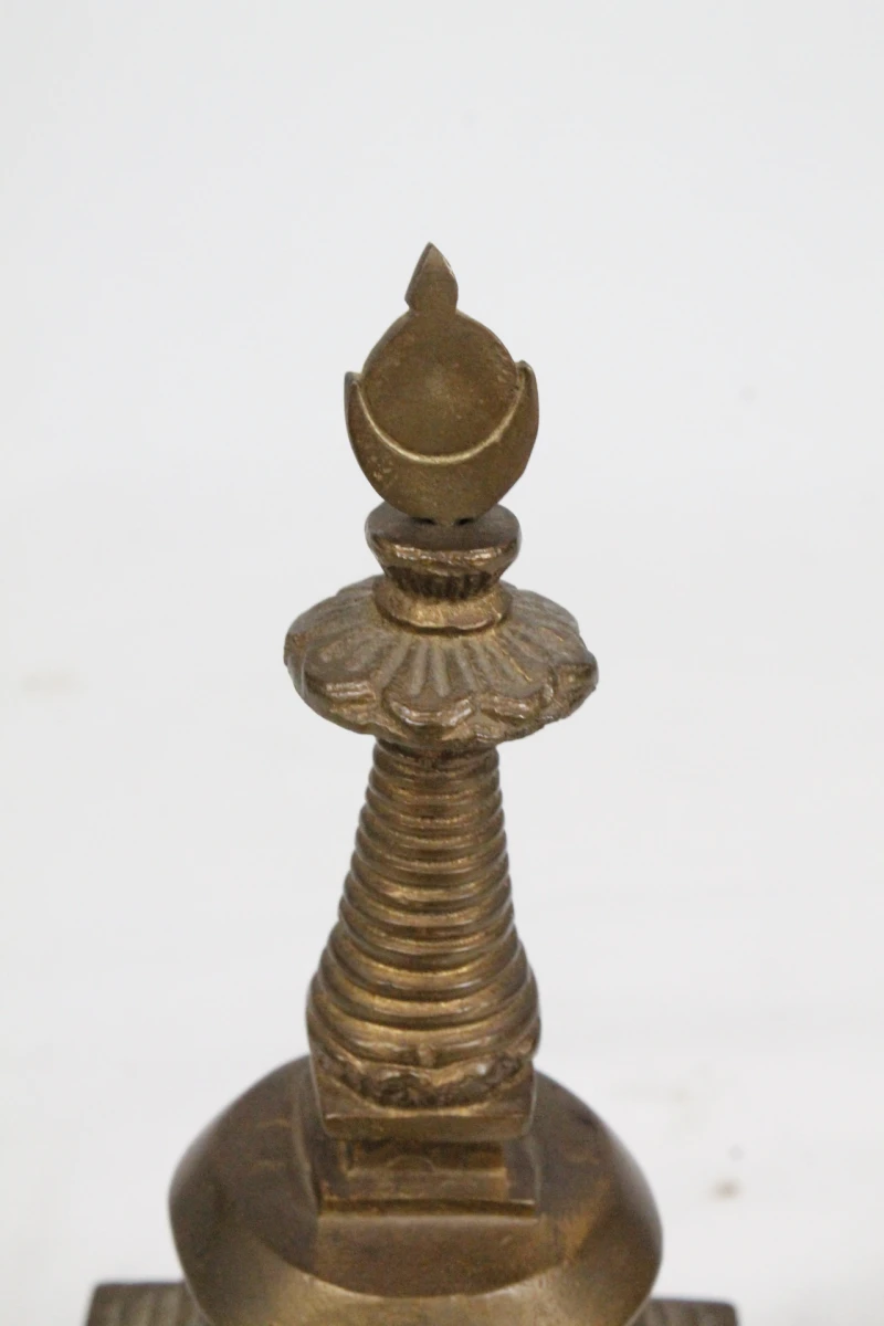 Decoratieve bronzen Tibetaans-boeddhistische miniatuur stoepa - foto 4