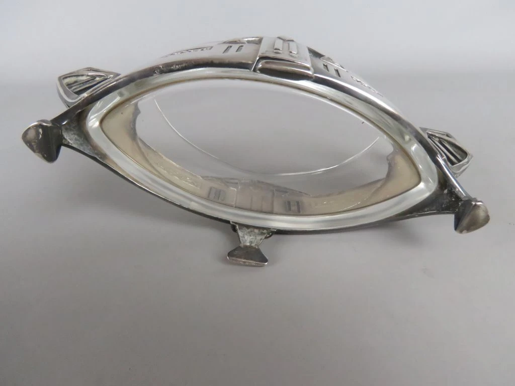 Art Nouveau/Jugendstil Schaal met Glazen Binnenbak - foto 11