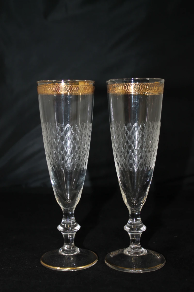 Set van 8 vintage kristallen champagneglazen - foto 3