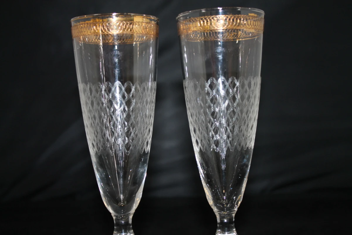 Set van 8 vintage kristallen champagneglazen - foto 5