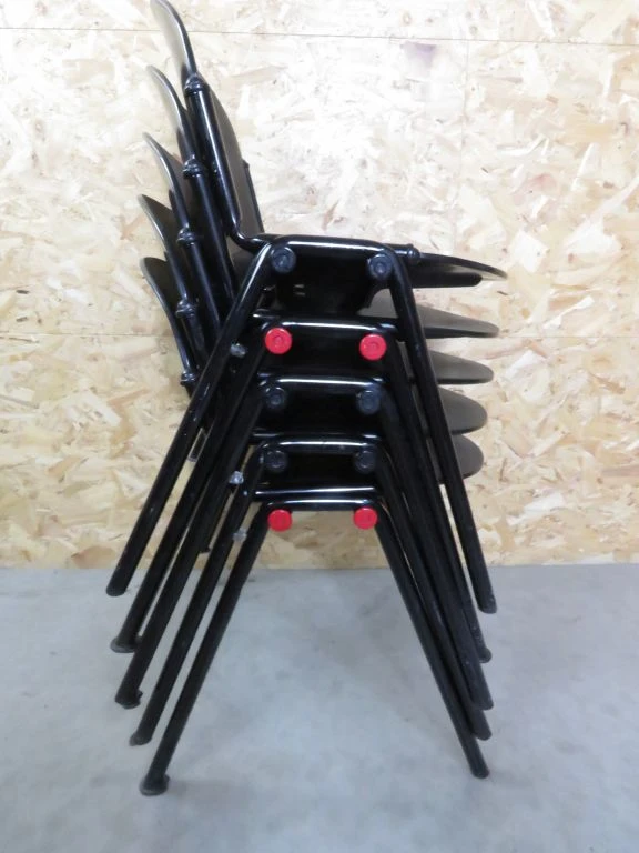 Set van 5 zwarte design stoelen Lamm Parma Italy - foto 7