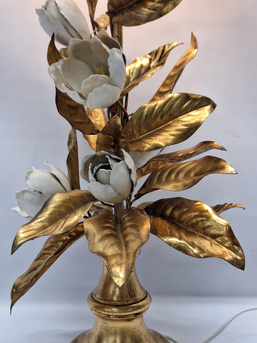 XL vintage Italiaanse Toleware bloemenlamp - Florentijnse Hollywood Regency, jaren ’50/’60 - foto 9