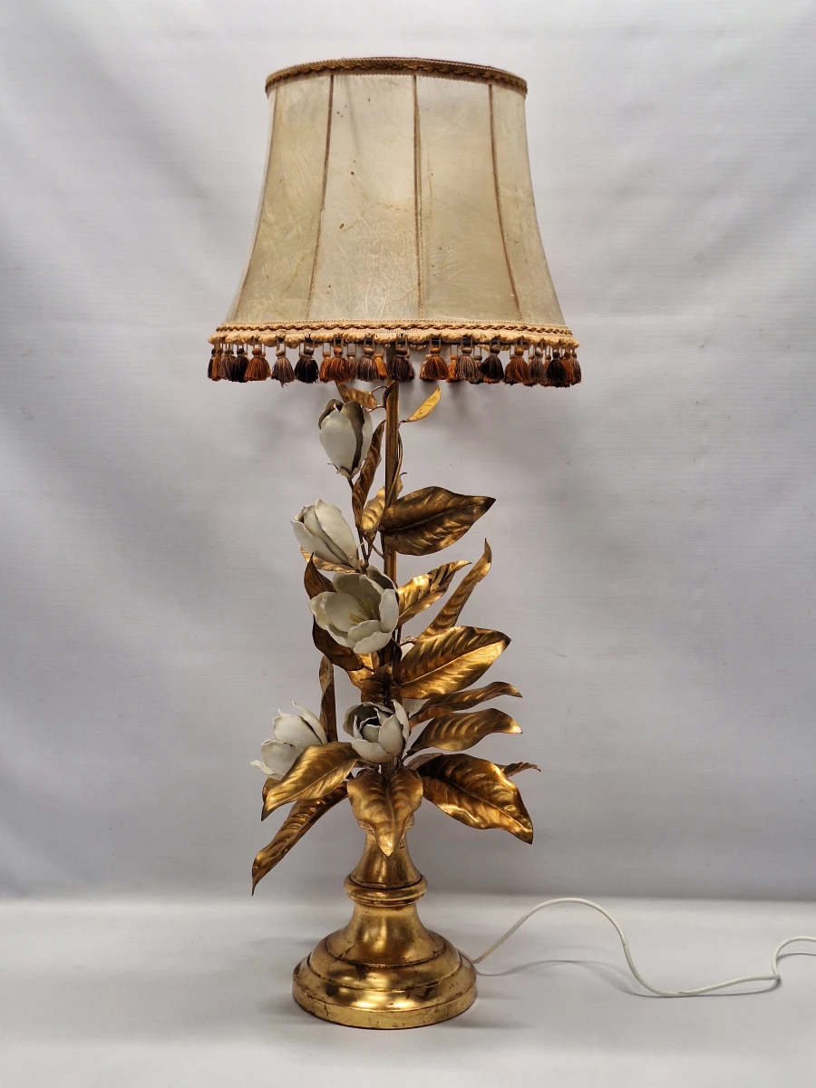 XL vintage Italiaanse Toleware bloemenlamp - Florentijnse Hollywood Regency, jaren ’50/’60 - foto 11