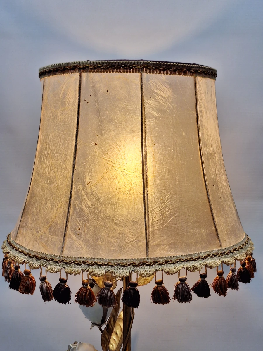 XL vintage Italiaanse Toleware bloemenlamp - Florentijnse Hollywood Regency, jaren ’50/’60 - foto 3