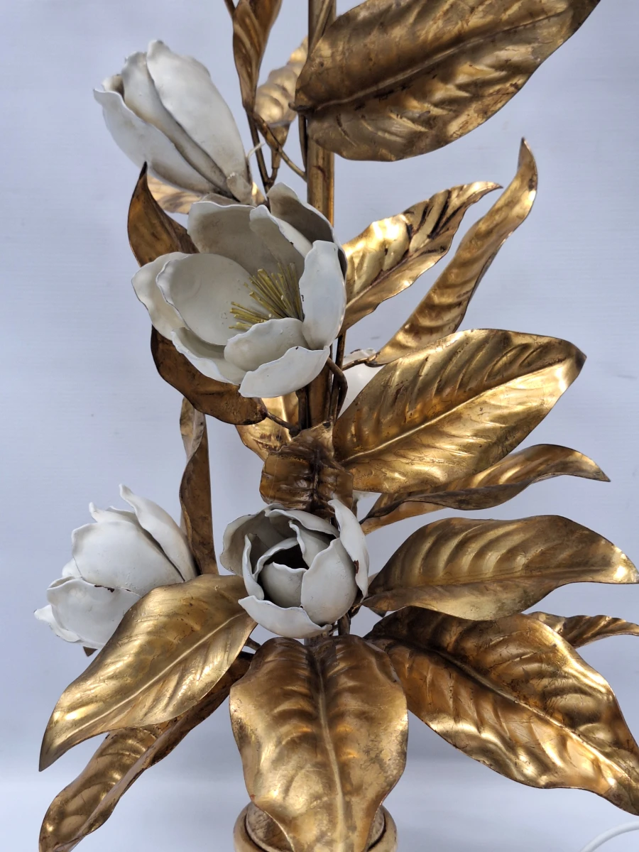 XL vintage Italiaanse Toleware bloemenlamp - Florentijnse Hollywood Regency, jaren ’50/’60 - foto 12