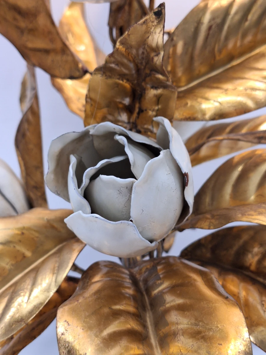 XL vintage Italiaanse Toleware bloemenlamp - Florentijnse Hollywood Regency, jaren ’50/’60 - foto 8