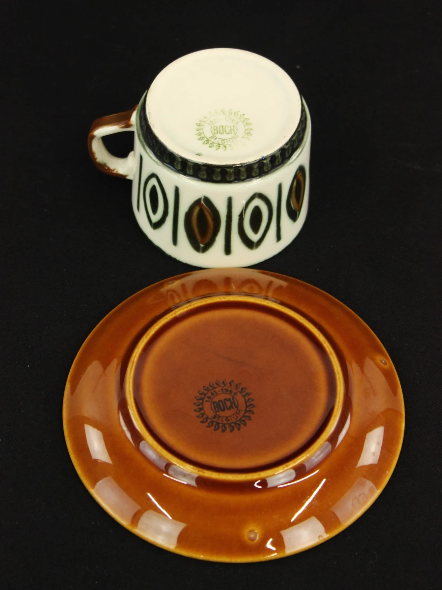 Boch La Louviére vintage koffieservies voor 8 personen in Kimono decor jaren 60/70 - foto 4