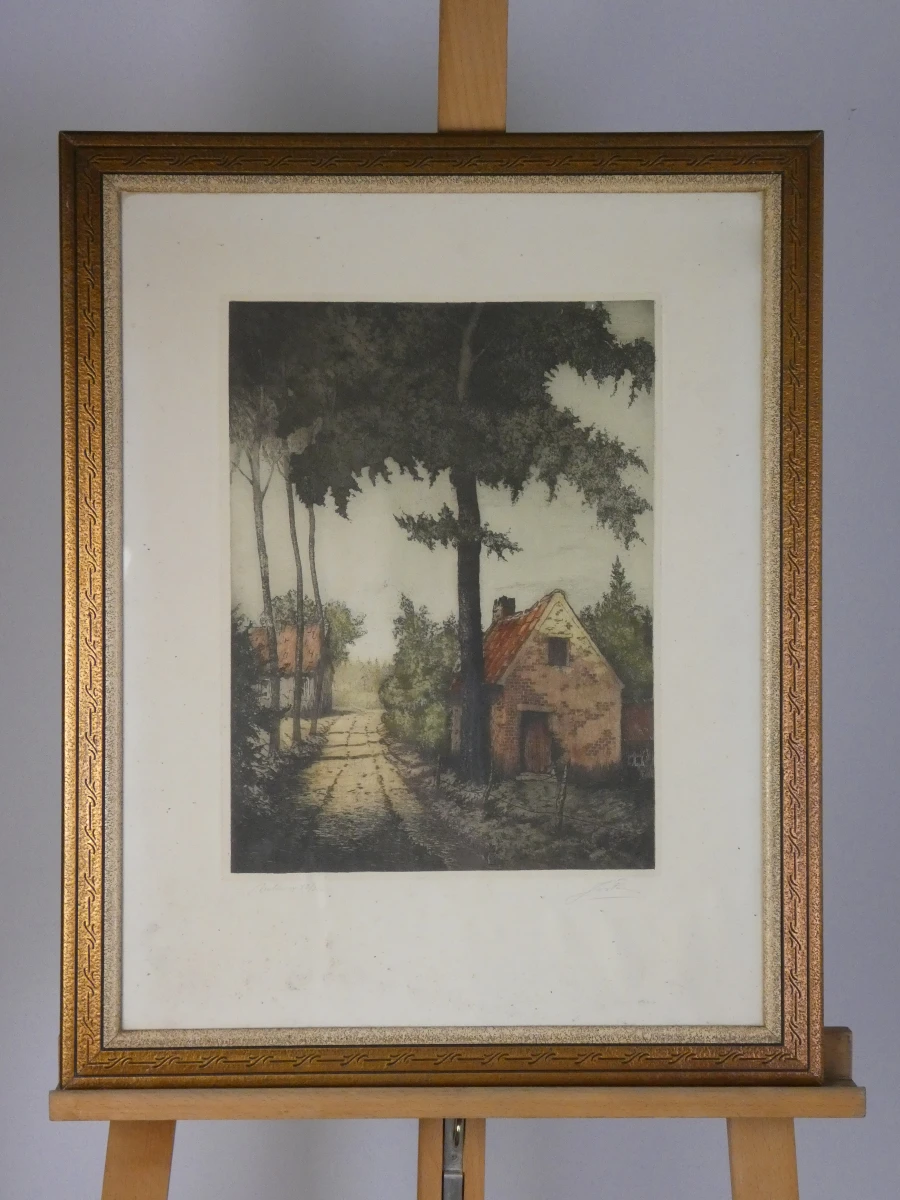 Ingelijste litho 'Veldweg' - foto 2