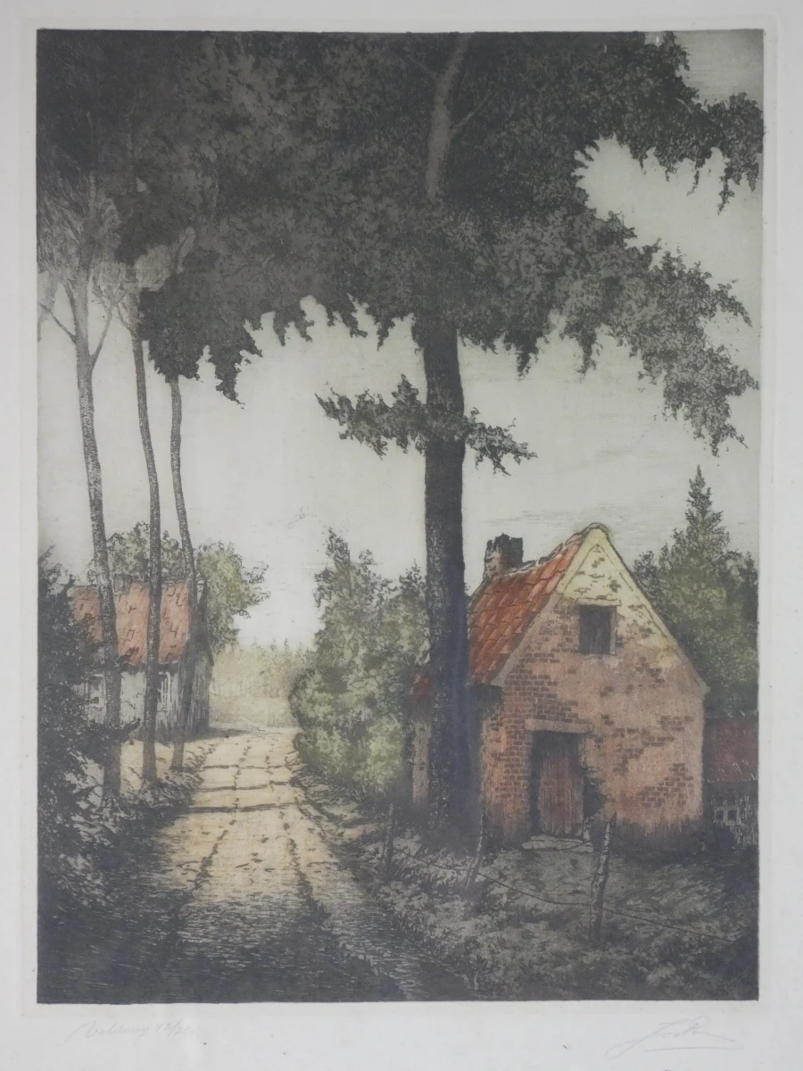 Ingelijste litho 'Veldweg' - foto 3