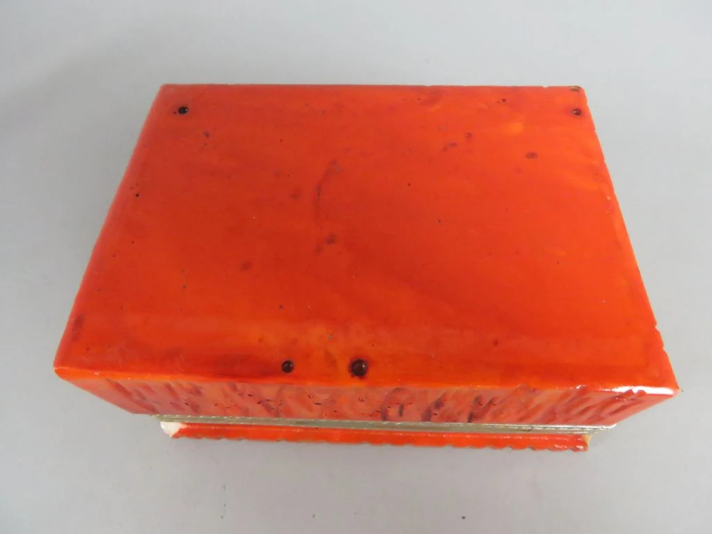 Oranje sieraden- of opbergdoosje met metalen rand - foto 11