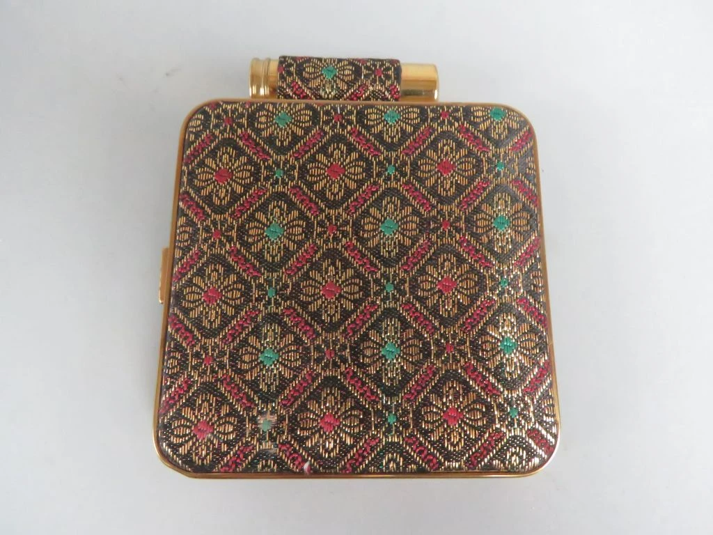 Vintage dames compact met spiegel, kam en parfumflesje - foto 6