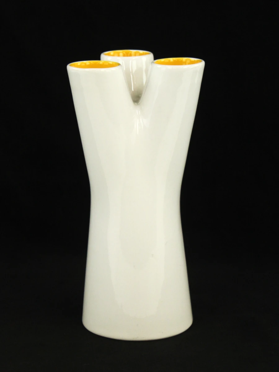 Sagaform Designwright sculpturale omkeerbare vaas/ kaarsenhouder met geel accent - foto 2