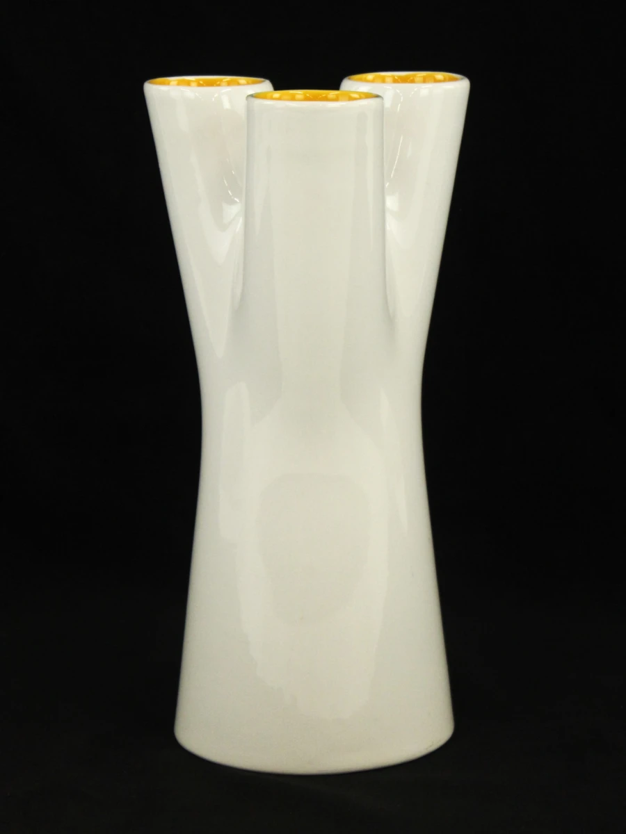 Sagaform Designwright sculpturale omkeerbare vaas/ kaarsenhouder met geel accent - foto 3