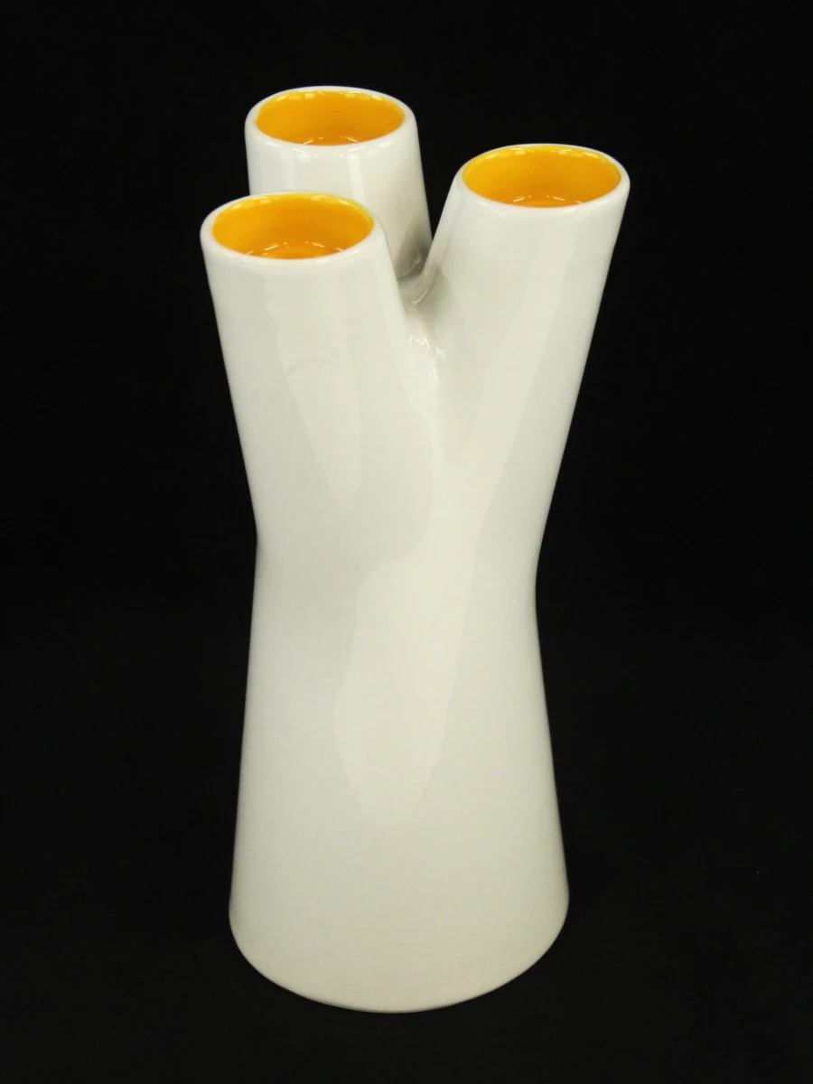 Sagaform Designwright sculpturale omkeerbare vaas/ kaarsenhouder met geel accent - foto 4