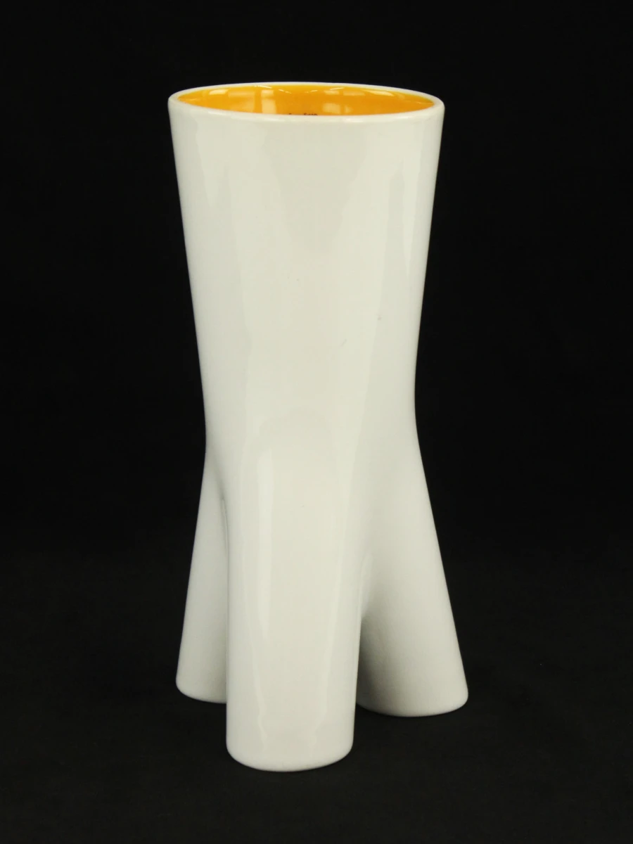 Sagaform Designwright sculpturale omkeerbare vaas/ kaarsenhouder met geel accent - foto 7
