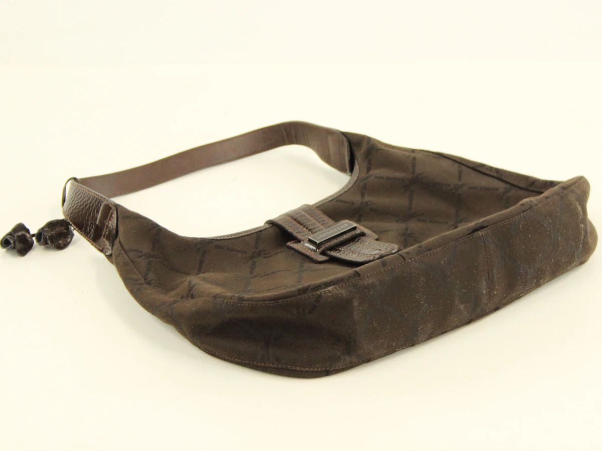 Longchamp - bruine monogram schoudertas in textiel en lakleder - foto 8