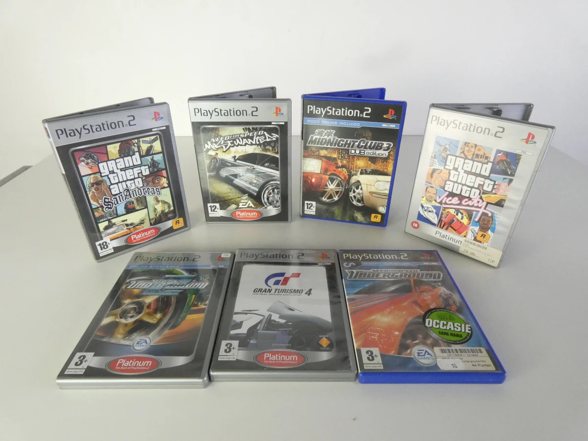 Set van 7 PlayStation 2 race- en actiegames – kavel bij De Kringwinkel, Heverlee
