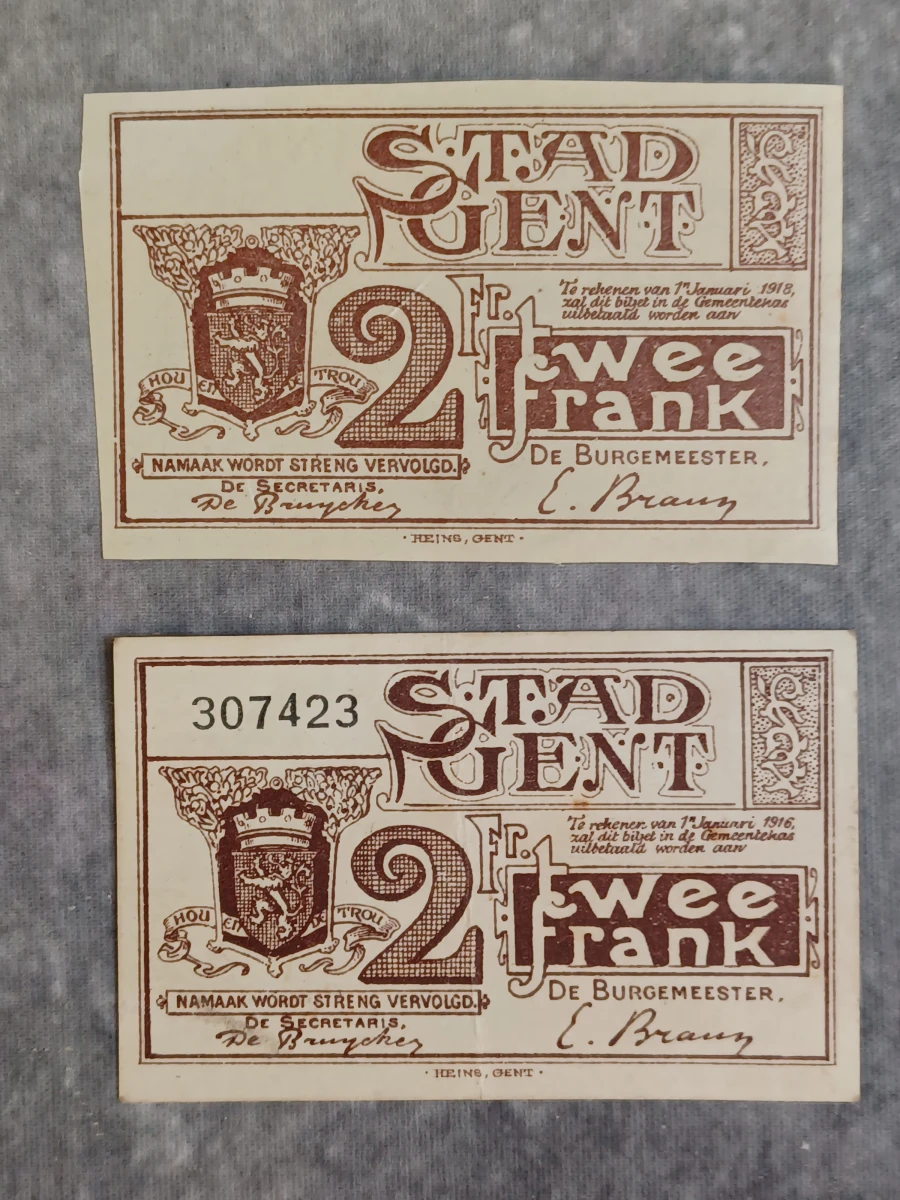 Uniek lot historisch noodgeld WWI – Stad Gent en gemeente Wetteren (1914-1918) - foto 7