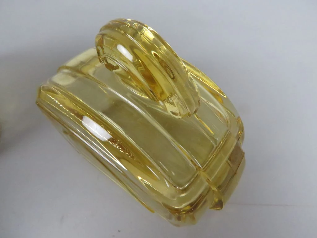 Set van 3 gele glazen parfumflesjes. - foto 5
