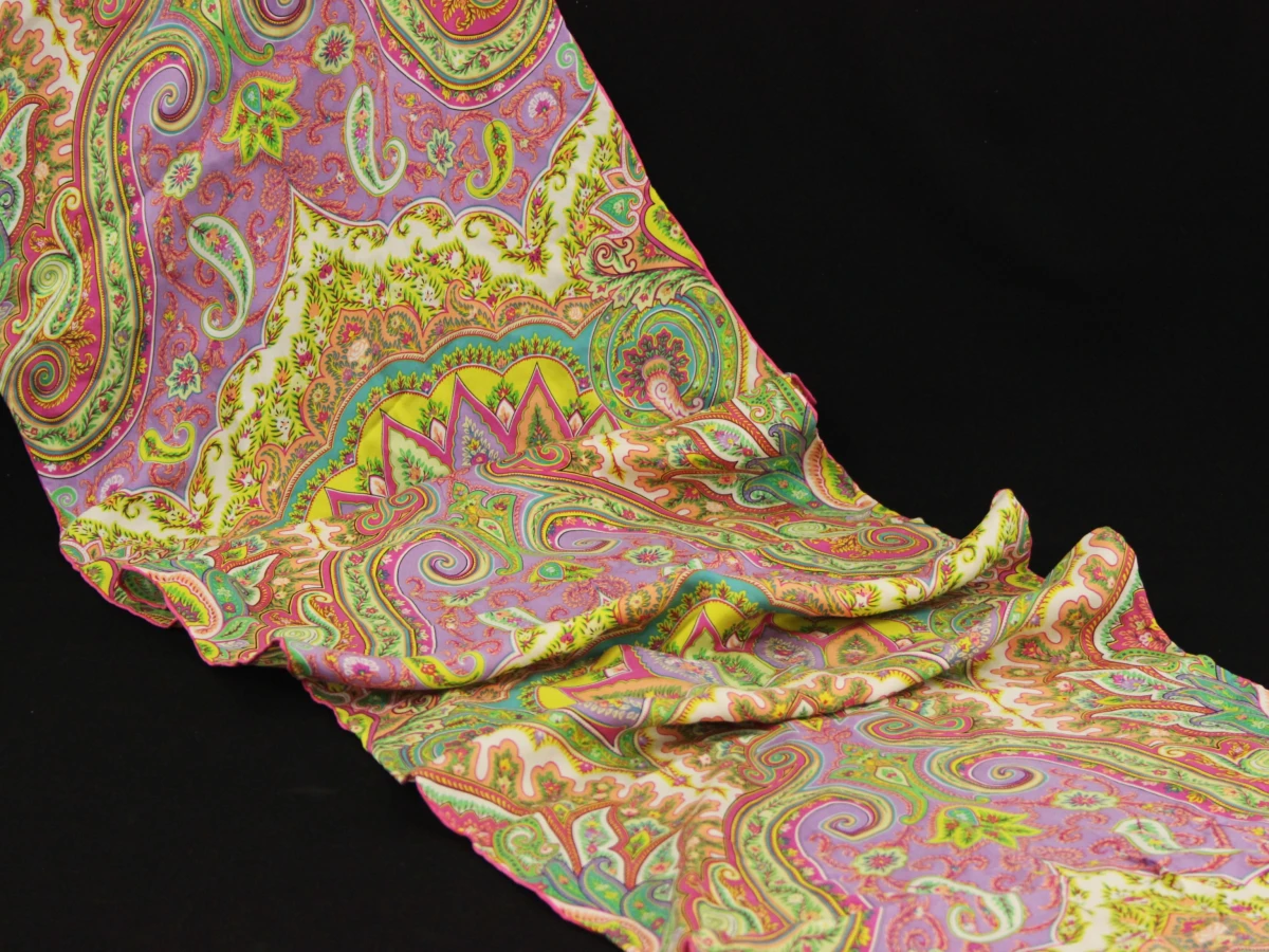 Codello 100% zijden foulard met kleurrijk en fleurig paisley patroon - foto 2