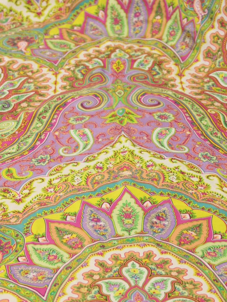Codello 100% zijden foulard met kleurrijk en fleurig paisley patroon - foto 4