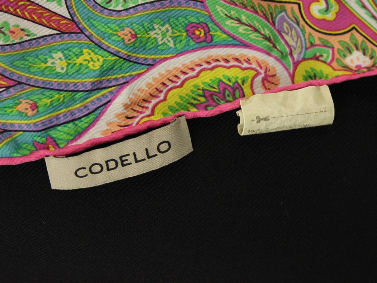 Codello 100% zijden foulard met kleurrijk en fleurig paisley patroon - foto 5