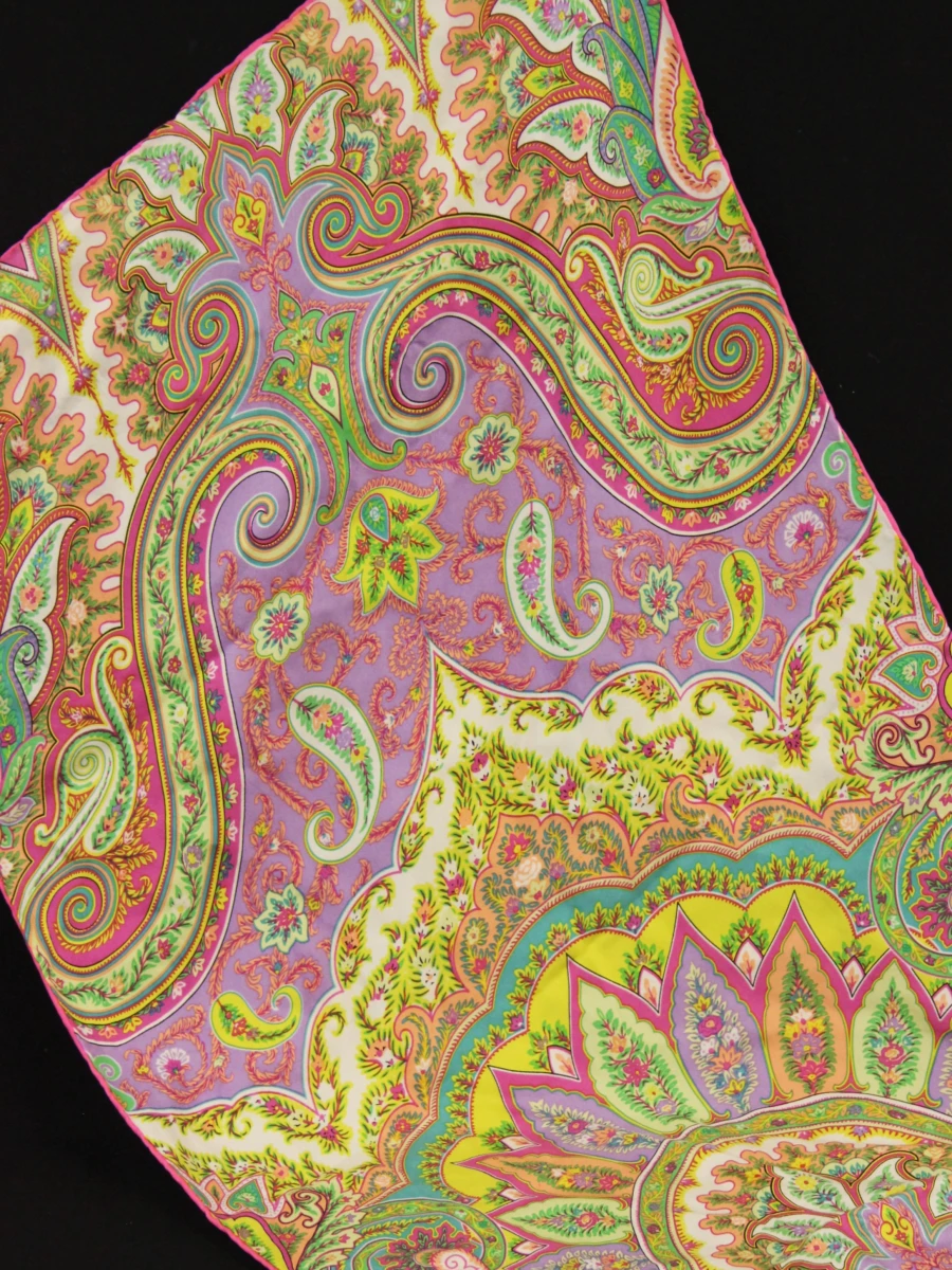 Codello 100% zijden foulard met kleurrijk en fleurig paisley patroon - foto 6