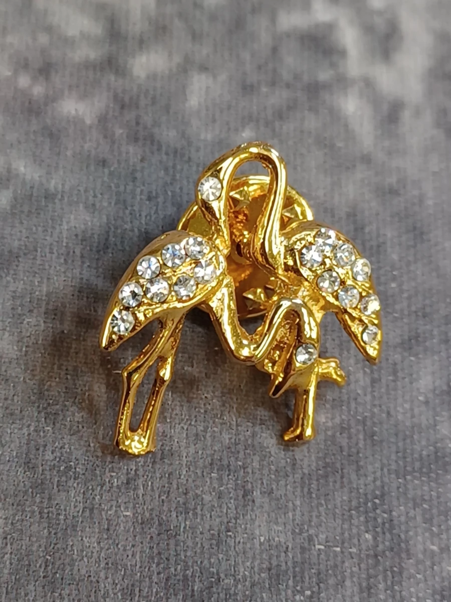Set van 2 vintage diervormige broches en pins met strass-stenen - foto 8