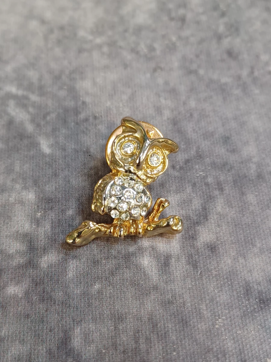 Set van 2 vintage diervormige broches en pins met strass-stenen - foto 12