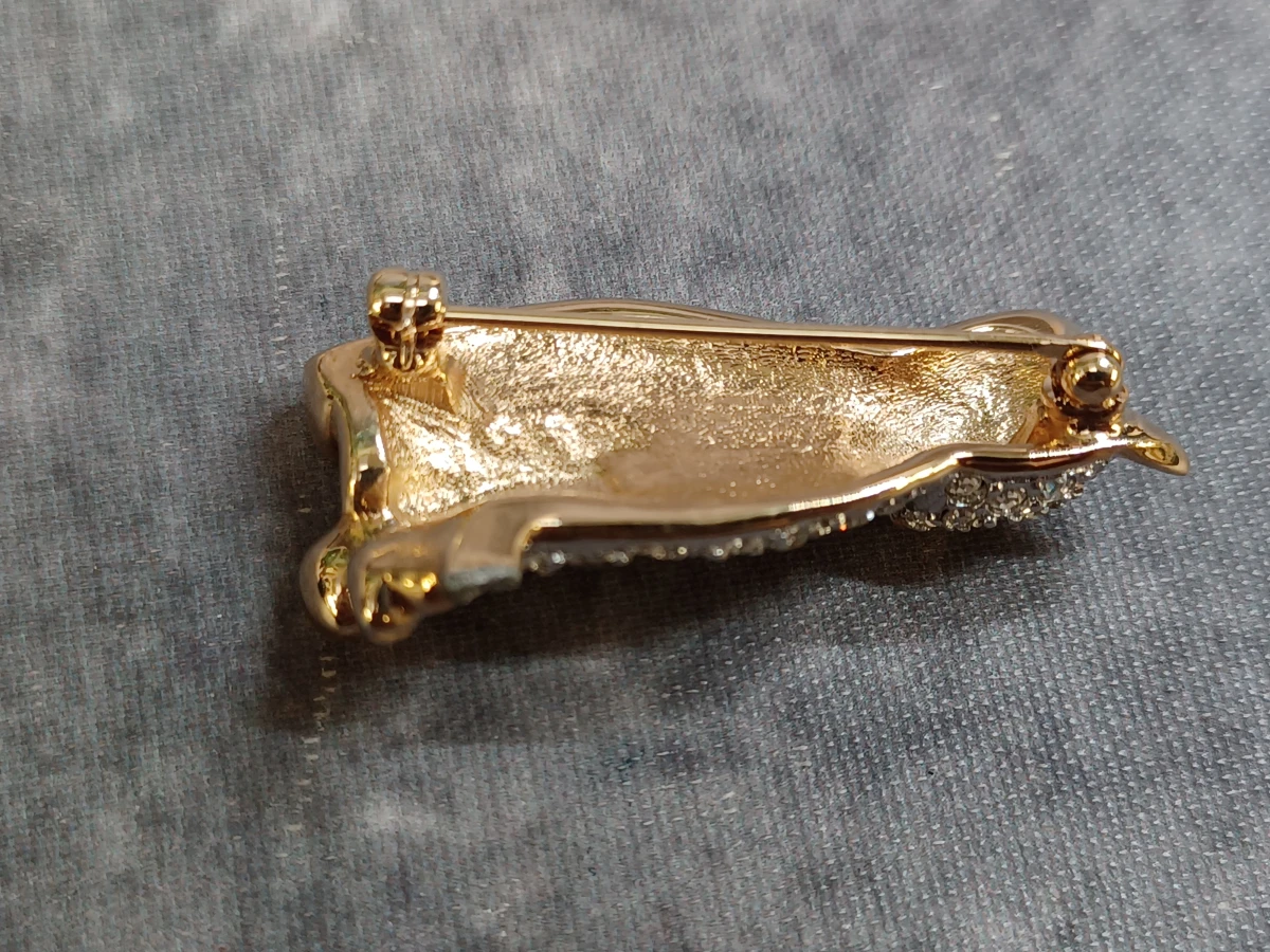 Set van 2 vintage diervormige broches en pins met strass-stenen - foto 7