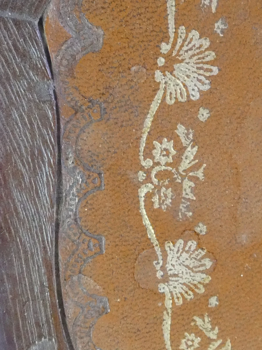 Vintage houten bijzettafeltje met leren blad - foto 5