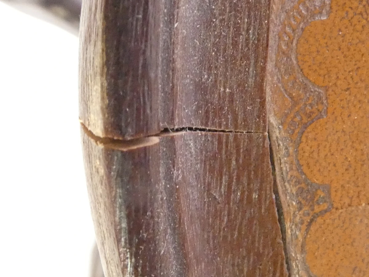 Vintage houten bijzettafeltje met leren blad - foto 6