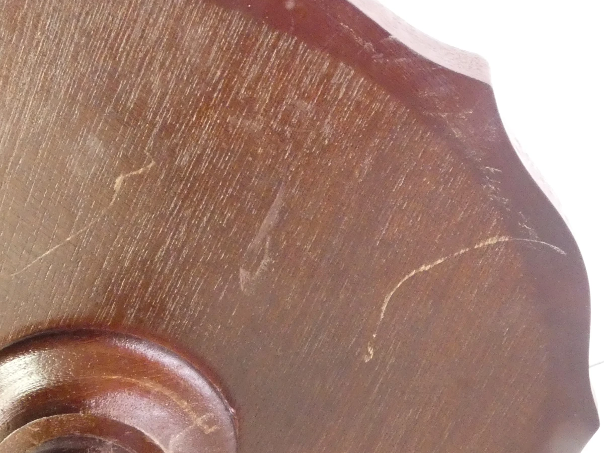Vintage houten bijzettafeltje met leren blad - foto 8