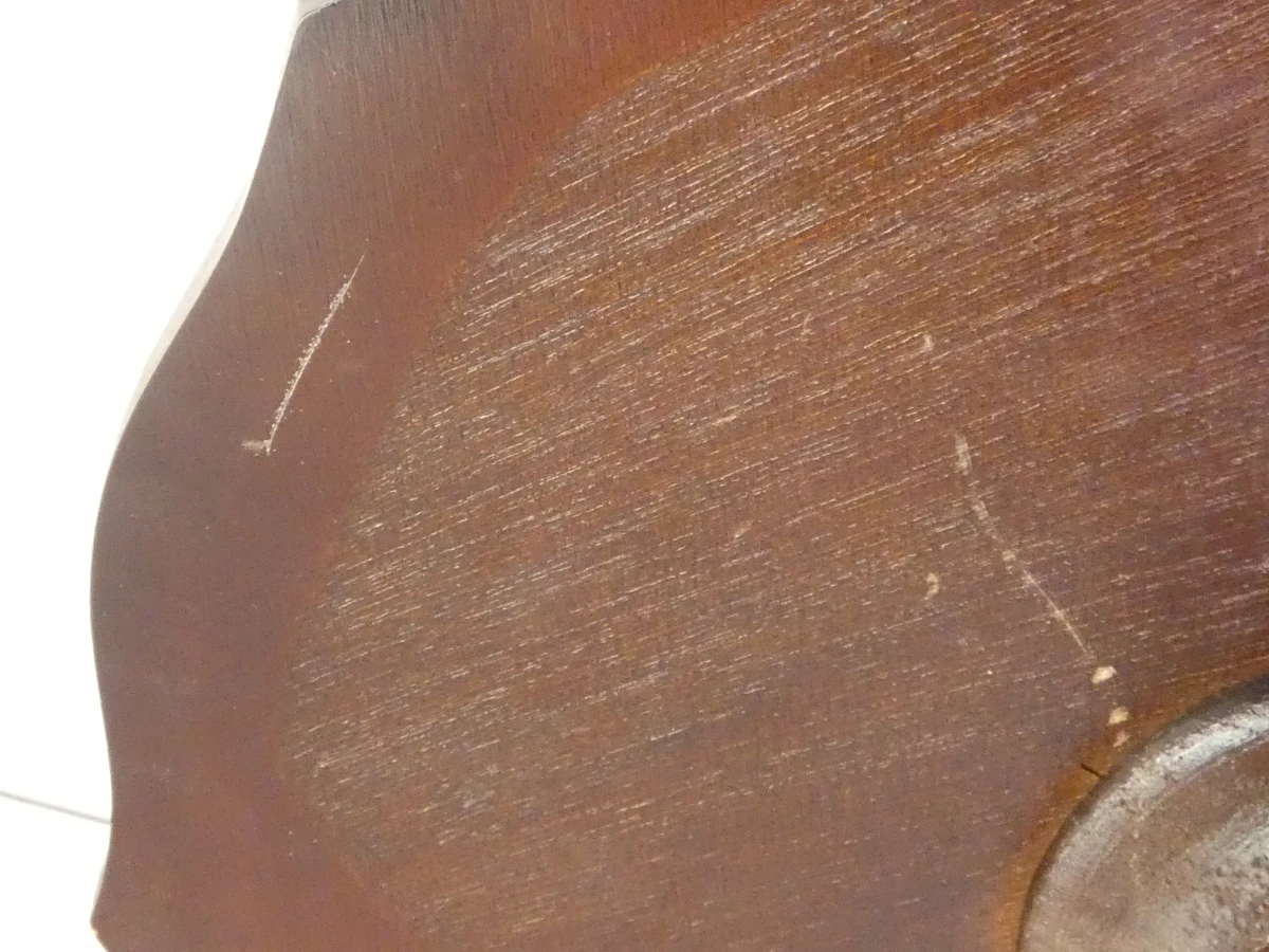 Vintage houten bijzettafeltje met leren blad - foto 9