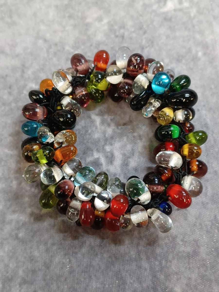 Kleurrijke glazen sieradenset - Halsketting en armband - foto 7