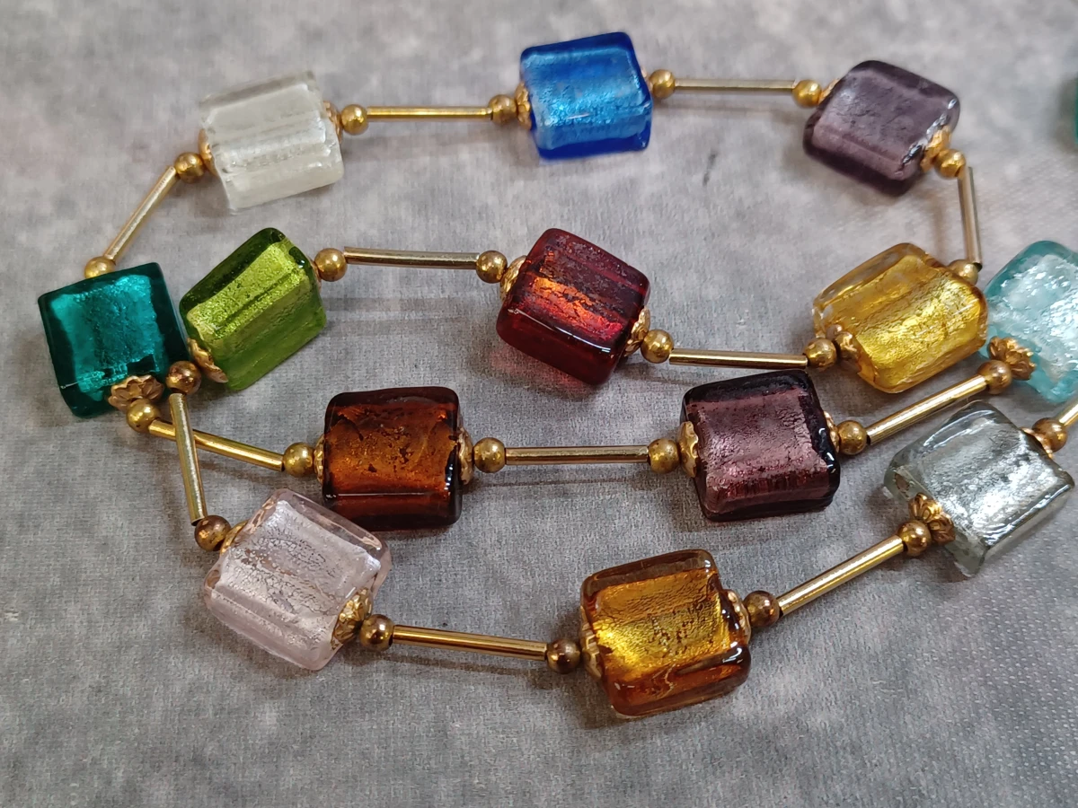 Kleurrijke glazen sieradenset - Halsketting en armband - foto 4