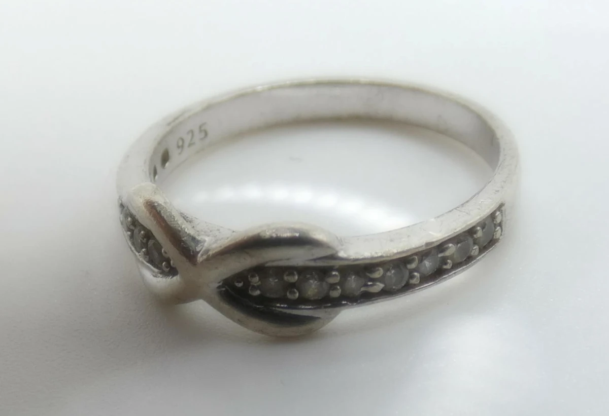 Zilveren ring met steentjes maat 56 - foto 4