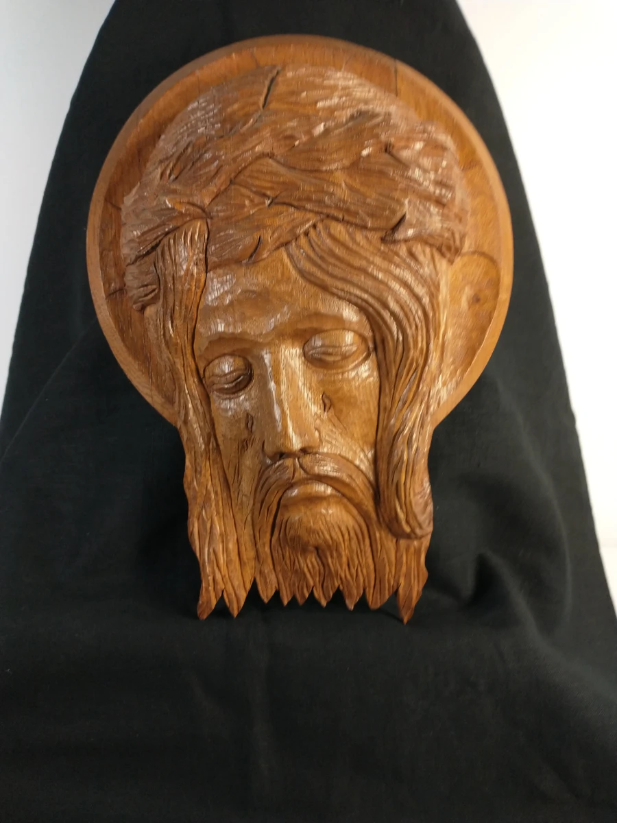 Houten wanddecoratie Jezus met doornenkroon - foto 2