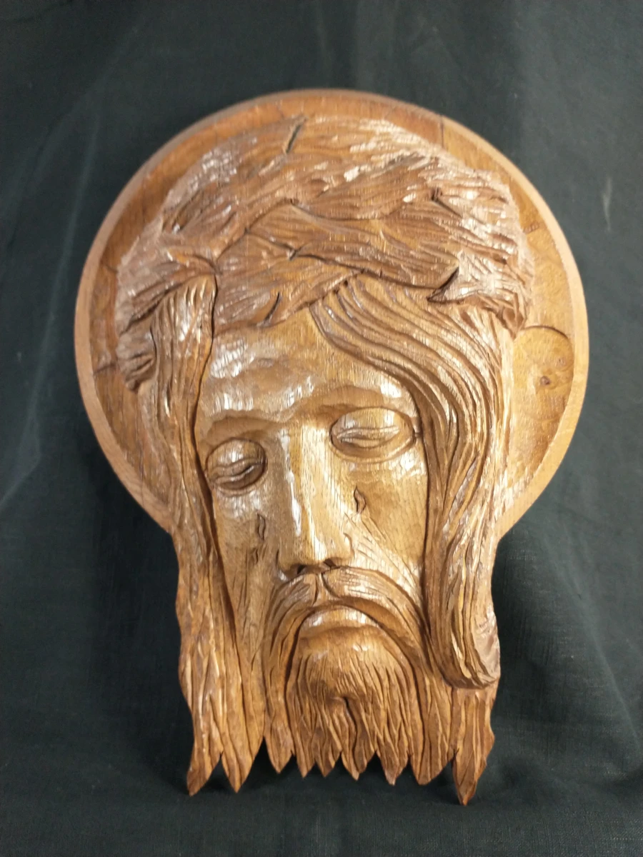 Houten wanddecoratie Jezus met doornenkroon - foto 3
