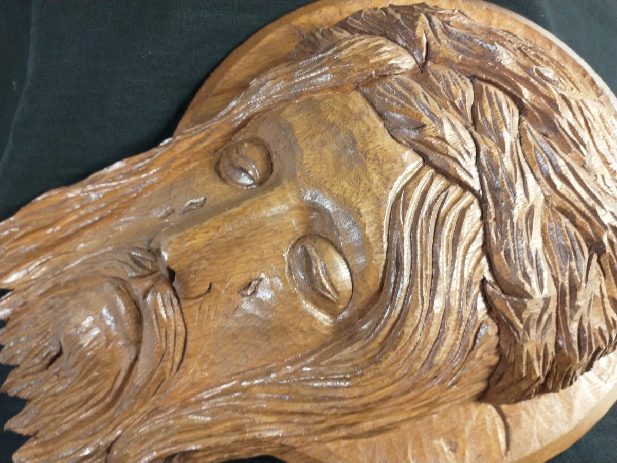 Houten wanddecoratie Jezus met doornenkroon - foto 5
