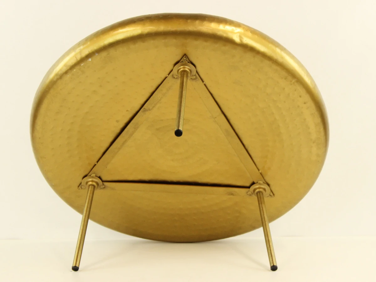 Ronde goudkleurige salontafel – gehamerd metaal – Ø 83 cm - foto 5