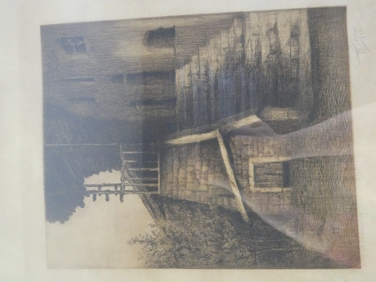 Ingelijste ets 'Dans les Ardennes' - foto 2